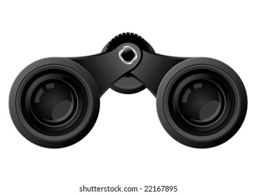 Binoculars. Observation device isolated over white background