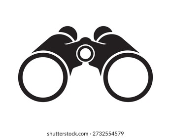 Binoculars for observation and scouting. Optical tool for sightseeing. Bird watching equipment vector silhouette.