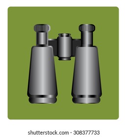binoculars on a green background.