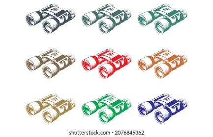Binoculars Optical Instrument Vector Illustration. Classic Binoculars Icon Isolated On A White Background
