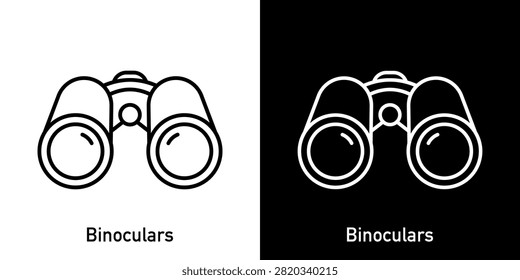 Binoculars and optics gear. Vector editable line icons.
