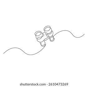 Binoculars outline drawing illustration. Continuous line draw of military equipment vector. 