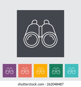 Binoculars outline icon on the button. Vector illustration.
