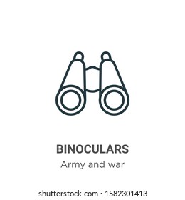 Binoculars outline vector icon. Thin line black binoculars icon, flat vector simple element illustration from editable army concept isolated on white background
