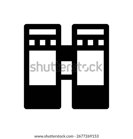 Binoculars. Outlined stroke vector icon with black-filled details.