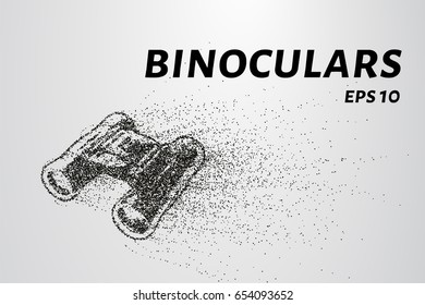 The binoculars of the particles. Binoculars consists of small circles and dots. Vector illustration