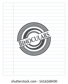 Binoculars pencil emblem. Vector Illustration. Detailed.