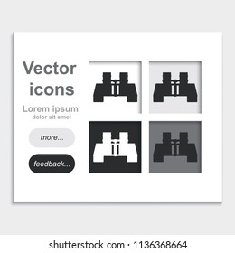 Binoculars placed on web page template flat vector icon.