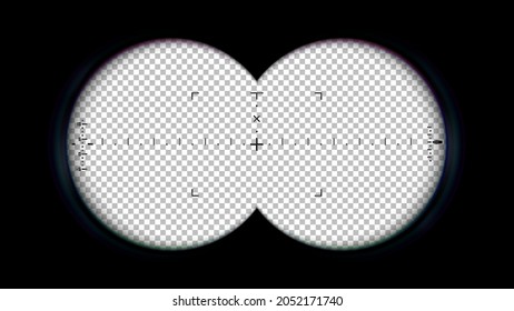 Marco de POV binoculares. Visión de objetivo binocular, superposición de visión de espías y mirar a través de lentes de la ilustración de portadores binoculares