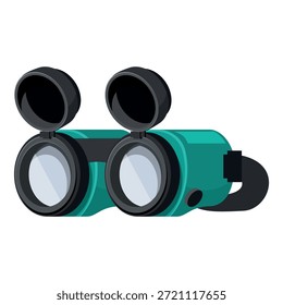 Binóculos com tampas protetoras para lentes abertas, prontos para a exploração e observação da natureza