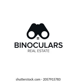 Binoculars Real Estate Logo Icon Vector Template