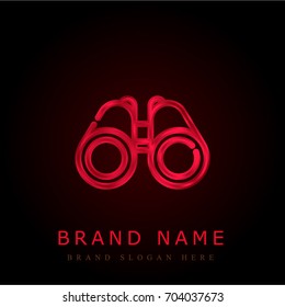 Binoculars red chromium metallic logo