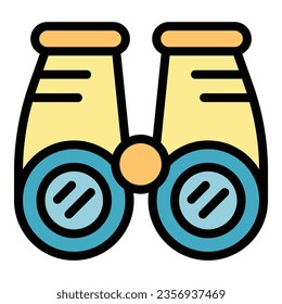 Binoculars rescue icon outline vector. Coast guard. Sea transport color flat