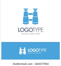 Binoculars, Search, Watch Blue Solid Logo with place for tagline. Vector Icon Template background