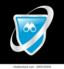 binoculars and shield vector icon