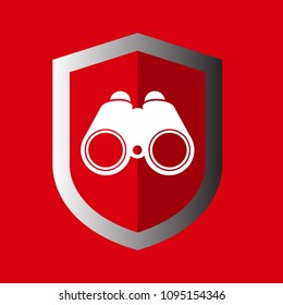 binoculars and shield vector icon