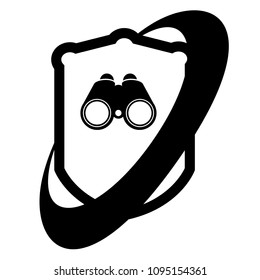 binoculars and shield vector icon