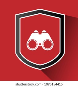 binoculars and shield vector icon