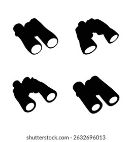 Binoculars Silhouette Vector Icon Collection Flat Style Black Binoculars Design Set for Logos Web and Print Isolated on White Background