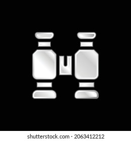 Binoculars silver plated metallic icon