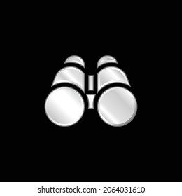 Binoculars silver plated metallic icon