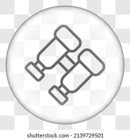 Binoculars simple icon. Flat design. Glass button on transparent grid.ai