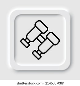 Binoculars simple icon. Flat design. Neumorphism design.ai