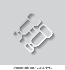 Binokulare einfache Ikone. Flaches Design. Papierstil mit Schatten. Grauer Hintergrund.ai