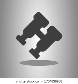 Icono de binoculares simples con sombra. Diseño plano