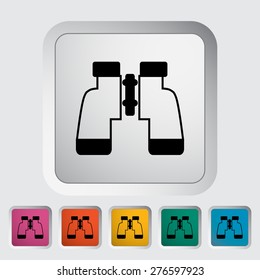 Binoculars. Single flat icon on the button. Vector illustration.