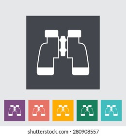 Binoculars. Single flat icon on the button. Vector illustration.