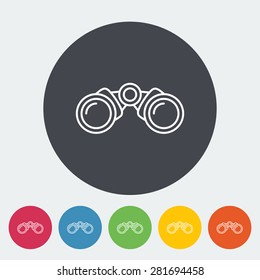 Binoculars. Single flat icon on the circle. Vector illustration.