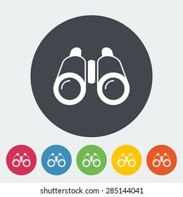 Binoculars. Single flat icon on the circle button. Vector illustration.