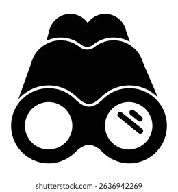 Binoculars solid icon, marine navigation concept. Vector graphics. Magnifying lens glass, spyglass tool sign on white background, style mobile or design