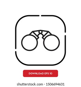 Binoculars, spy symbol outline vector icon