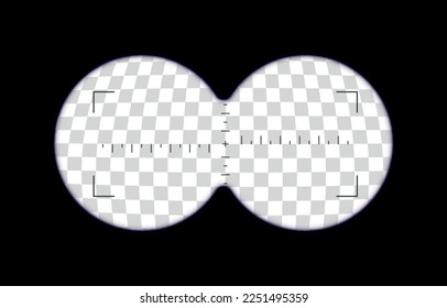 Binoculars spy view. Telescope aim sight, periscope lens view. Vector isolated illustration