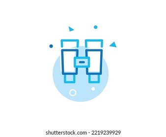 Binoculars Stroke Line Icon, Binoculars Vector Illustration 