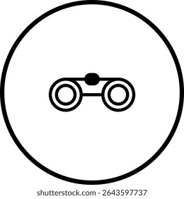 Binoculars Symbol Icon in a Circle, Visual Exploration and Discovery Sign