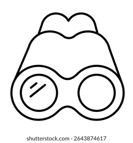 Binoculars thin line icon, marine navigation concept. Vector graphics. Magnifying lens glass, spyglass tool sign on white background, style mobile or design