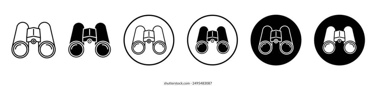 Binoculars thin line vector icon set.
