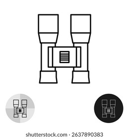 Binoculars top view icon. Compact style glass binoculars for travel purposes. Roof type lens device