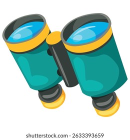 Binoculars for tourists, hunters, and travelers. Outdoor optical device, camping and hunting equipment flat vector illustration. Binocular on a white background.