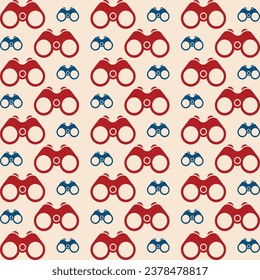 Binoculars trendy beautiful colorful repeating seamless pattern vector illustration background