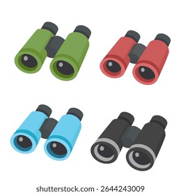 Binoculars vector in flat cartoon style. Camping or outdoor adventure equipment.