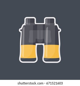 Binoculars vector flat icon, Flat design of exploring equipment or birdwatching tool isolated on the dark background, vector illustration