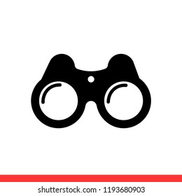 Binoculars vector icon, find symbol. Simple, flat design for web or mobile app