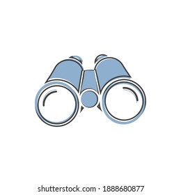 Icono de vector binoculares sobre el estilo de dibujos animados sobre fondo aislado blanco.