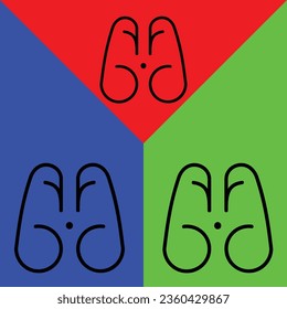 Icono de vectores de Binoculares, icono de estilo de contorno, de la colección de iconos de aventura, aislado en Fondo rojo, azul y verde.