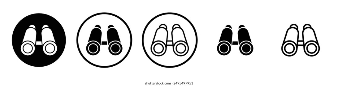 Binoculars vector icon set in black and white color.