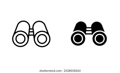 Conjunto de iconos de Vector de binoculares en color blanco y negro.